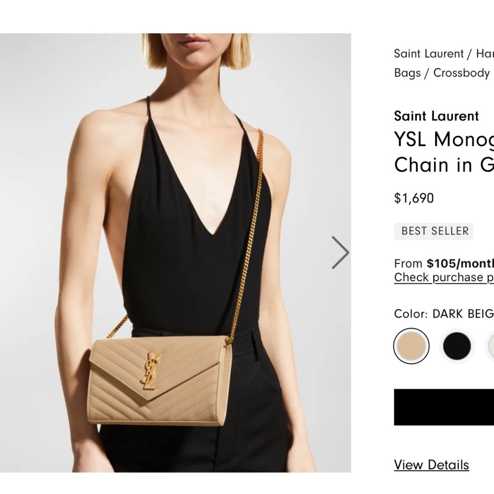 Ysl Monogram Large Wallet On Chain In Grained Lea… - image 3